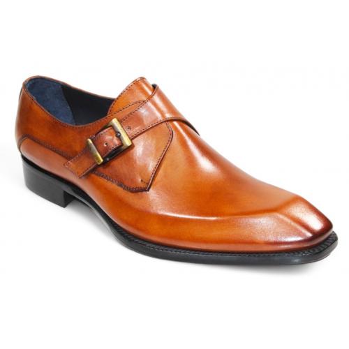 Duca Di Matiste "Massa" Gold Genuine Italian Calf Leather Monk Strap Dress Shoes.